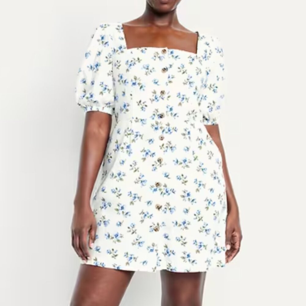 NWT Old Navy puff sleeve linen blend mini dress - 4X